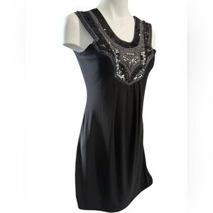 Jessica black Mini Dress, Beaded/Sequins, Stretch, size Small Pit